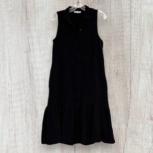 BEACH LUNCH LOUNGE Black Boho Sleeveless Button Front Ruffle Maxi Dress XS